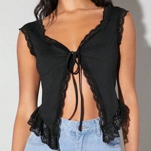 SHEIN Black Lace Detail Top